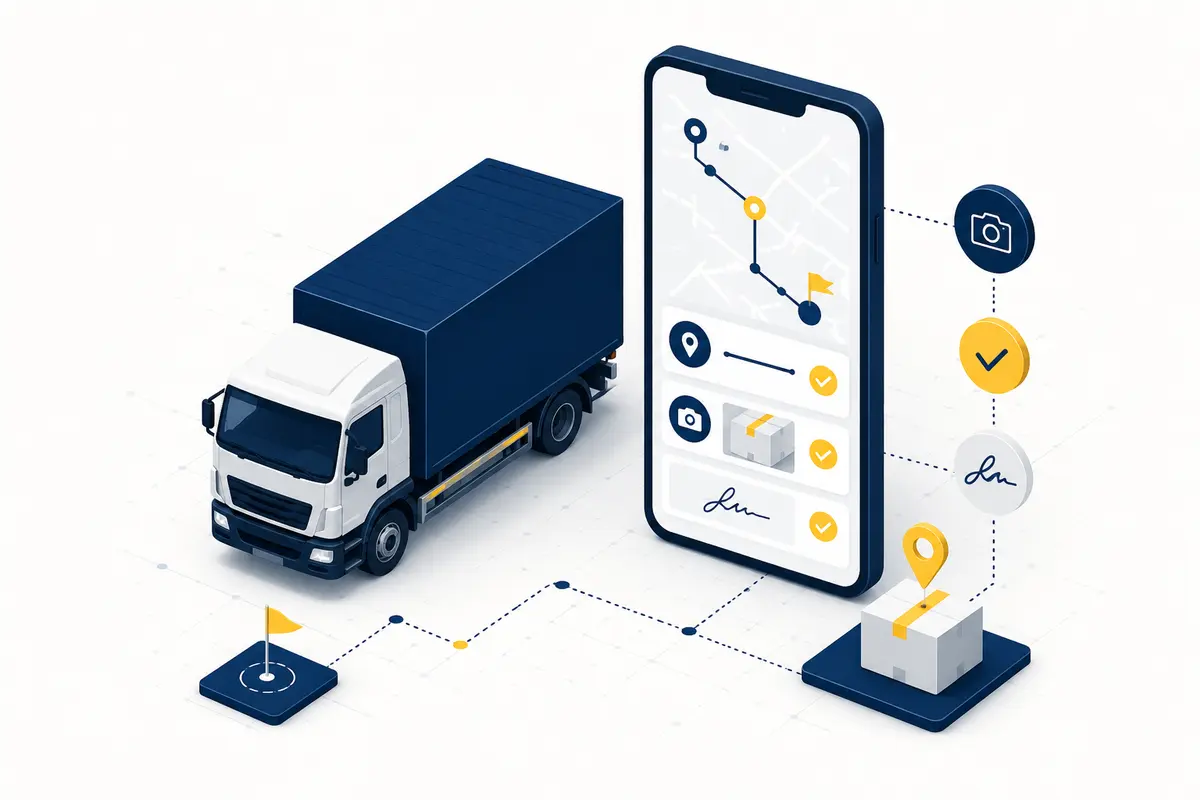 Camion e smartphone per missioni, eventi e prova di consegna